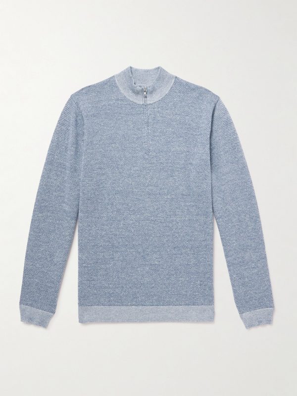 Barlow Merino Wool, Linen and Cotton-Blend Half-Zip Sweater Barlow Merino Wool, Linen and Cotton-Blend Half-Zip Sweater