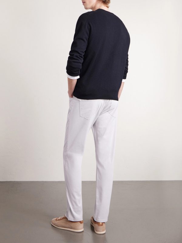 Signature Straight-Leg Cotton-Blend Sateen Trousers - BK Signature Straight-Leg Cotton-Blend Sateen Trousers - BK