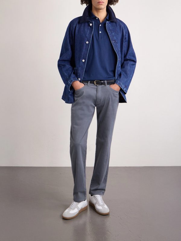 Signature Straight-Leg Cotton-Blend Sateen Trousers - OU Signature Straight-Leg Cotton-Blend Sateen Trousers - OU
