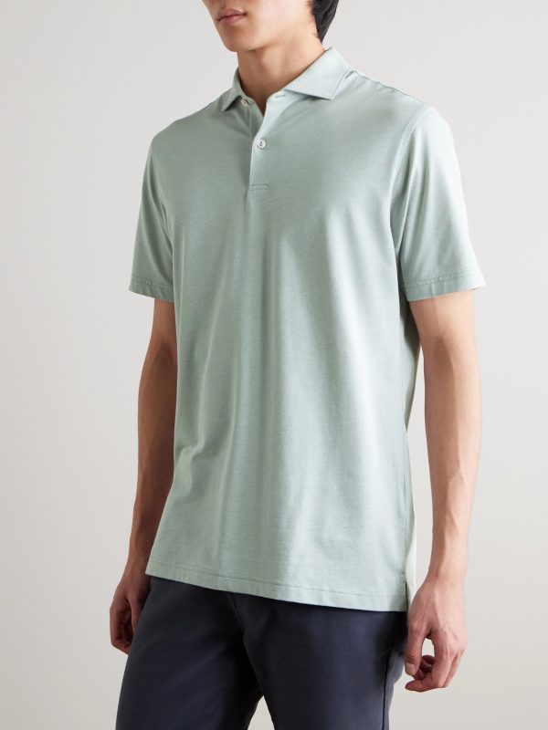Albatross Pima Cotton-Blend Piqué Polo Shirt - FR Albatross Pima Cotton-Blend Piqué Polo Shirt - FR
