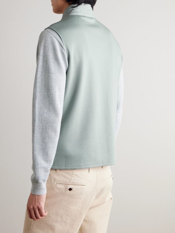 Winsome Hybrid Quilted Striped Shell and Piqué Gilet - BK