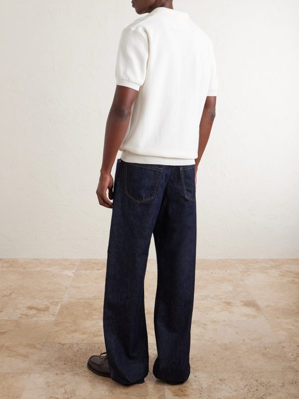 Cable-Knit Cotton Polo Shirt - BK Cable-Knit Cotton Polo Shirt - BK