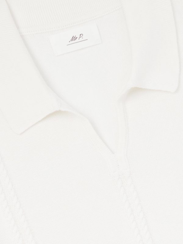 Cable-Knit Cotton Polo Shirt - E1 Cable-Knit Cotton Polo Shirt - E1