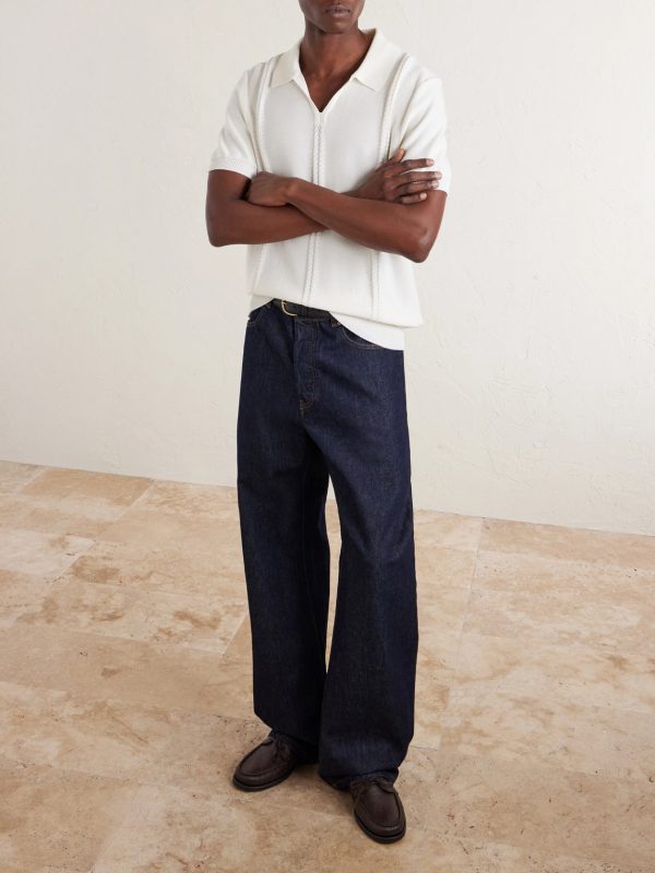 Cable-Knit Cotton Polo Shirt - OU Cable-Knit Cotton Polo Shirt - OU