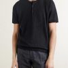 Pointelle-Knit Linen and Cotton-Blend Henley T-Shirt - FR Pointelle-Knit Linen and Cotton-Blend Henley T-Shirt - FR