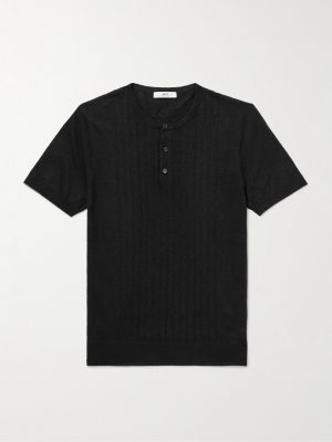 Pointelle-Knit Linen and Cotton-Blend Henley T-Shirt Pointelle-Knit Linen and Cotton-Blend Henley T-Shirt