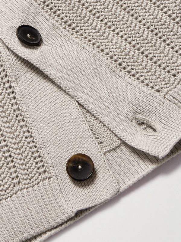 Pointelle-Knit Cotton Shirt - E1