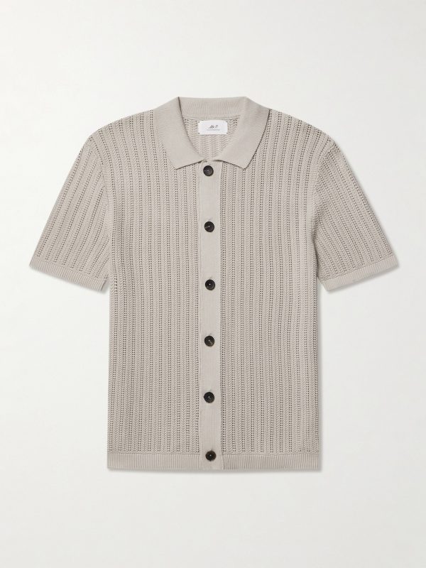 Pointelle-Knit Cotton Shirt