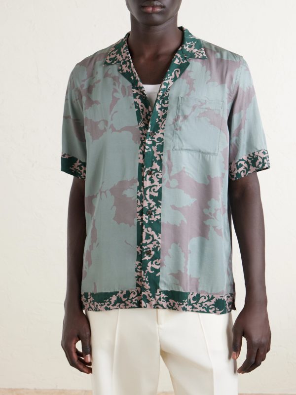 Camp-Collar Printed Satin Shirt - FR Camp-Collar Printed Satin Shirt - FR