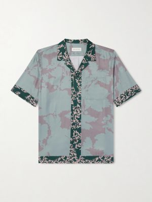 Camp-Collar Printed Satin Shirt Camp-Collar Printed Satin Shirt