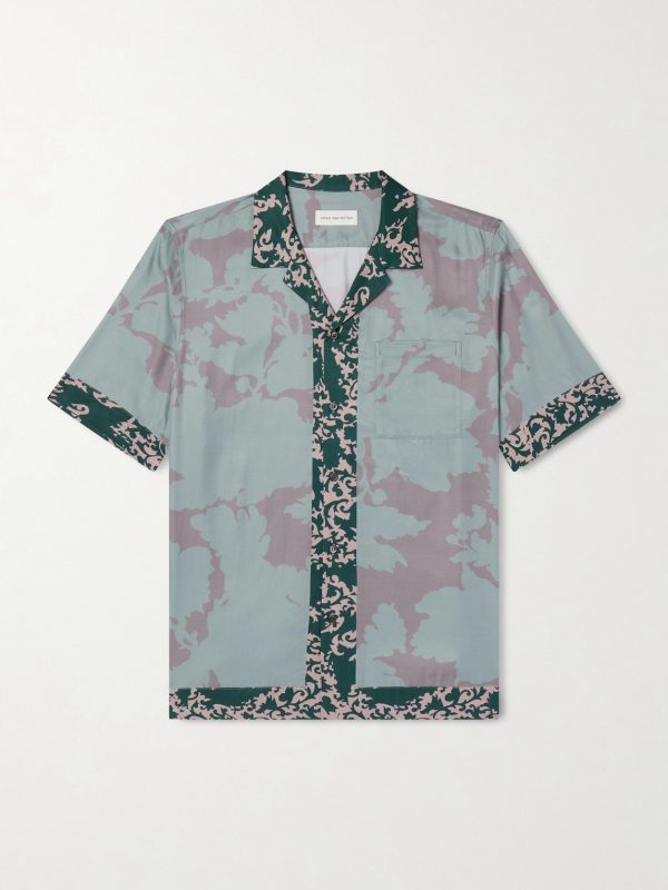 Camp-Collar Printed Satin Shirt Camp-Collar Printed Satin Shirt