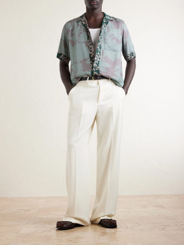 Camp-Collar Printed Satin Shirt - OU Camp-Collar Printed Satin Shirt - OU