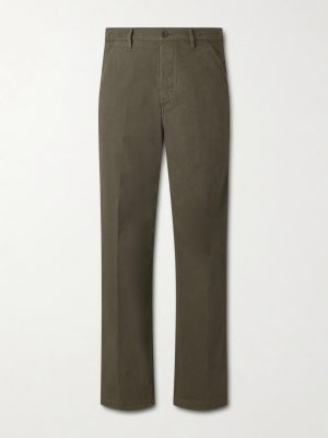 Straight-Leg Stretch-Cotton Twill Trousers