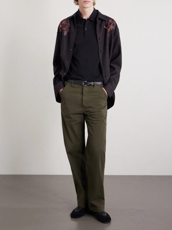 Straight-Leg Stretch-Cotton Twill Trousers - OU Straight-Leg Stretch-Cotton Twill Trousers - OU