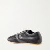 Leather-Trimmed Quilted Satin Sneakers - BK Leather-Trimmed Quilted Satin Sneakers - BK