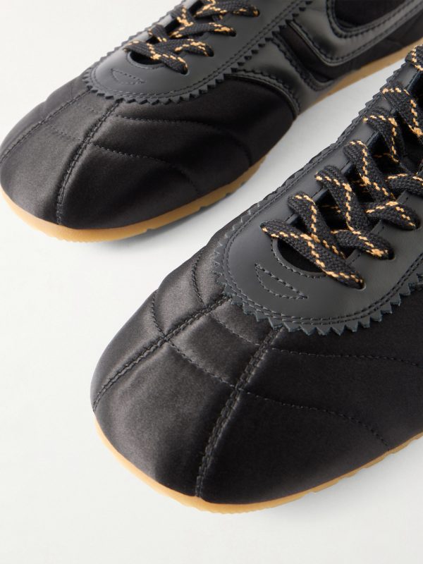 Leather-Trimmed Quilted Satin Sneakers - CU Leather-Trimmed Quilted Satin Sneakers - CU
