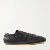 Leather-Trimmed Quilted Satin Sneakers Leather-Trimmed Quilted Satin Sneakers