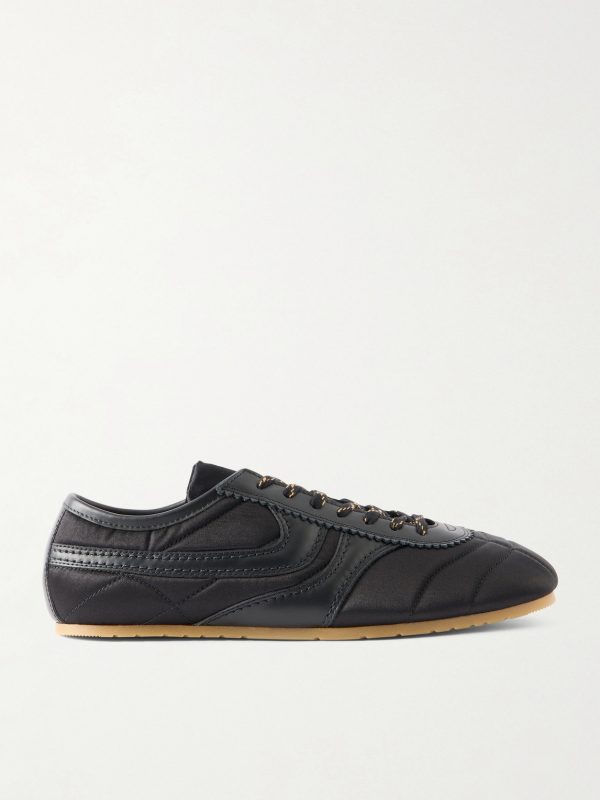 Leather-Trimmed Quilted Satin Sneakers Leather-Trimmed Quilted Satin Sneakers