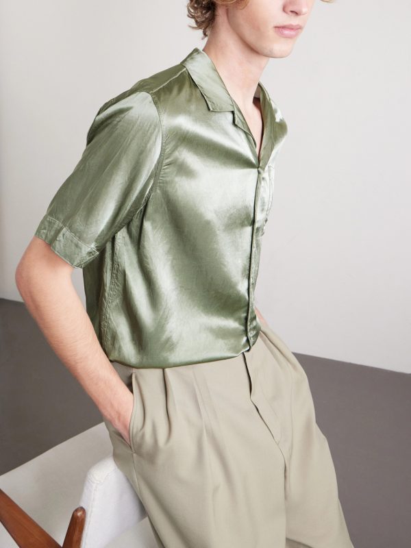 Camp-Collar Satin-Twill Shirt - CU Camp-Collar Satin-Twill Shirt - CU