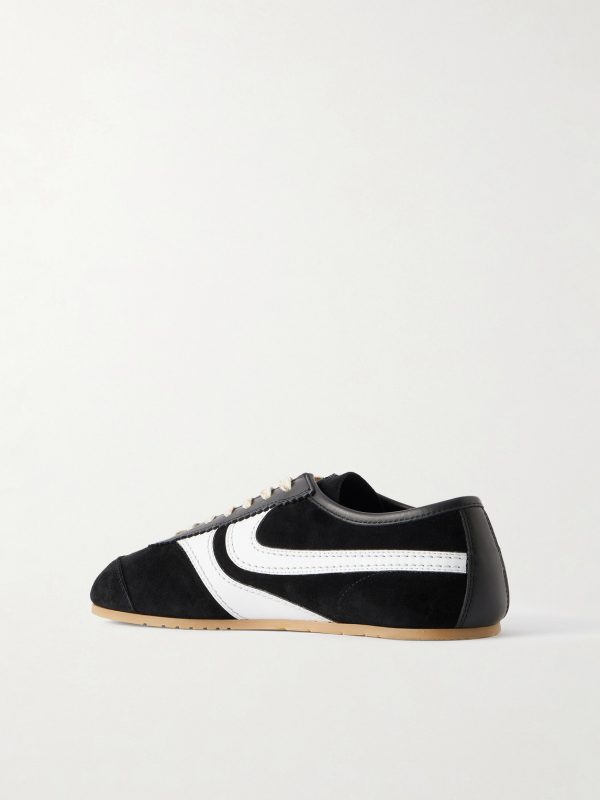 Leather-Trimmed Suede Sneakers - BK Leather-Trimmed Suede Sneakers - BK