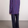 Double-Breasted Striped Twill Blazer - BK Double-Breasted Striped Twill Blazer - BK