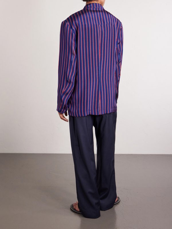 Double-Breasted Striped Twill Blazer - BK Double-Breasted Striped Twill Blazer - BK