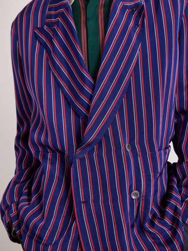 Double-Breasted Striped Twill Blazer - CU Double-Breasted Striped Twill Blazer - CU