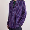 Double-Breasted Striped Twill Blazer - FR Double-Breasted Striped Twill Blazer - FR
