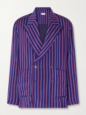 Double-Breasted Striped Twill Blazer Double-Breasted Striped Twill Blazer