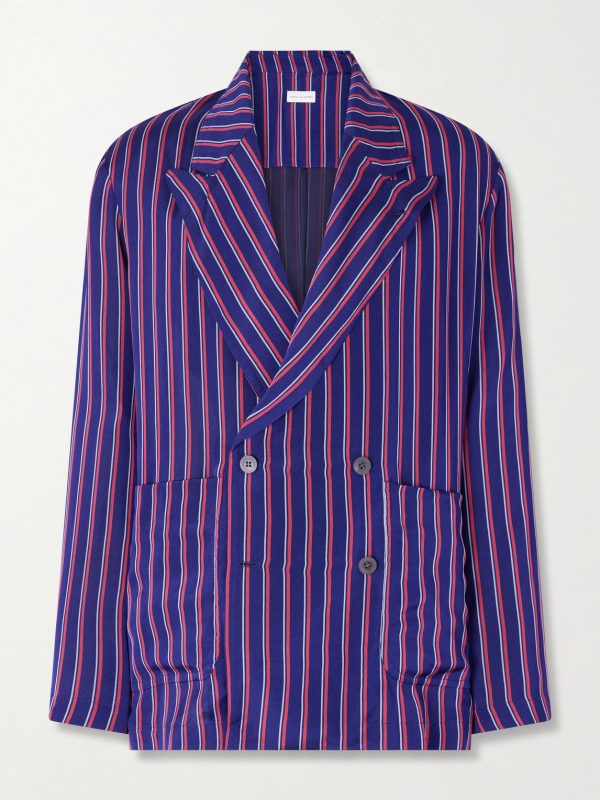 Double-Breasted Striped Twill Blazer Double-Breasted Striped Twill Blazer