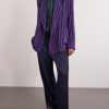 Double-Breasted Striped Twill Blazer - OU Double-Breasted Striped Twill Blazer - OU