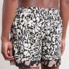 Straight-Leg Mid-Length Printed Swim Shorts - BK Straight-Leg Mid-Length Printed Swim Shorts - BK