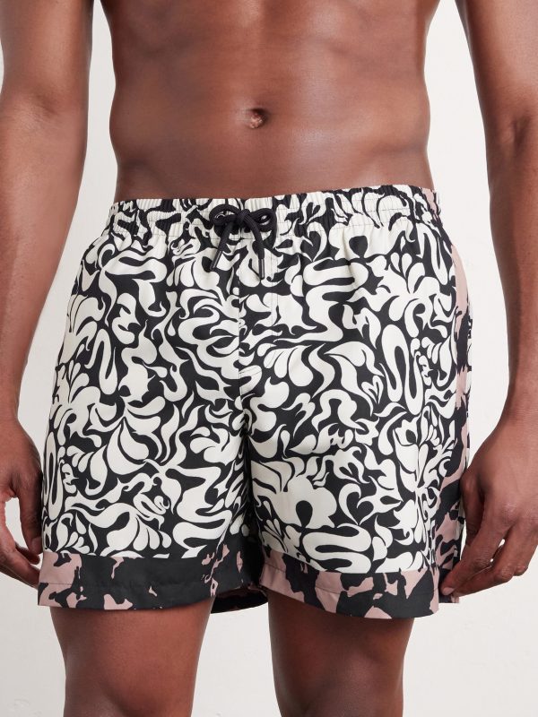 Straight-Leg Mid-Length Printed Swim Shorts - FR Straight-Leg Mid-Length Printed Swim Shorts - FR