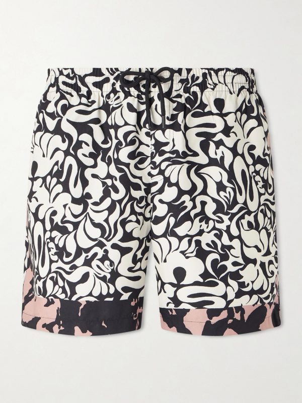 Straight-Leg Mid-Length Printed Swim Shorts Straight-Leg Mid-Length Printed Swim Shorts