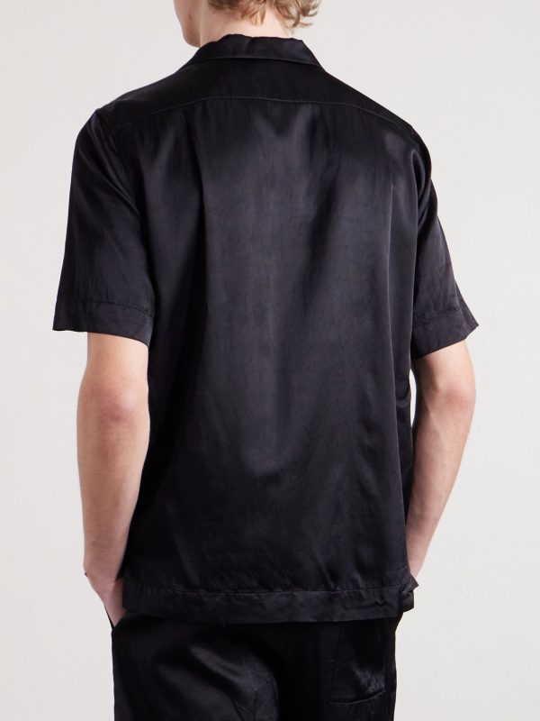 Camp-Collar Satin-Twill Shirt - BK Camp-Collar Satin-Twill Shirt - BK