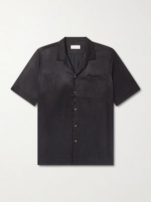 Camp-Collar Satin-Twill Shirt
