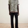 Camp-Collar Printed Satin Shirt - BK Camp-Collar Printed Satin Shirt - BK