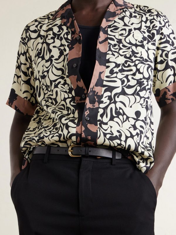 Camp-Collar Printed Satin Shirt - CU Camp-Collar Printed Satin Shirt - CU