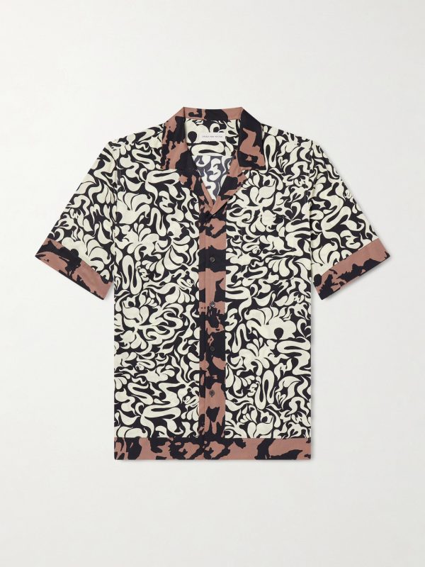 Camp-Collar Printed Satin Shirt Camp-Collar Printed Satin Shirt