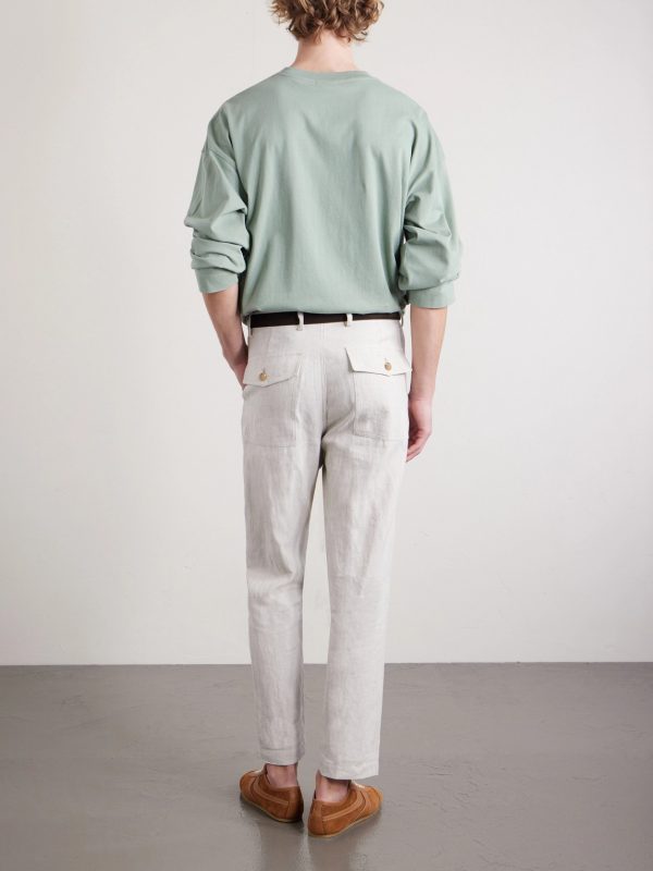 Straight-Leg Herringbone Cotton-Blend Trousers - BK Straight-Leg Herringbone Cotton-Blend Trousers - BK