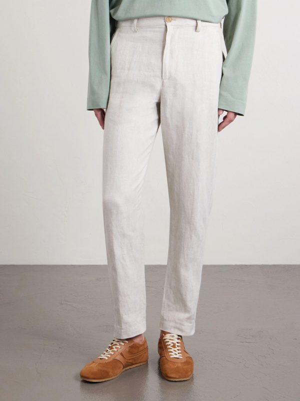 Straight-Leg Herringbone Cotton-Blend Trousers - FR Straight-Leg Herringbone Cotton-Blend Trousers - FR