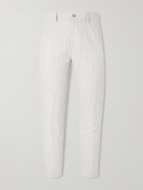 Straight-Leg Herringbone Cotton-Blend Trousers Straight-Leg Herringbone Cotton-Blend Trousers