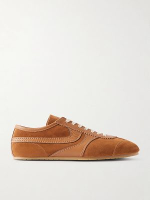Leather-Trimmed Suede Sneakers
