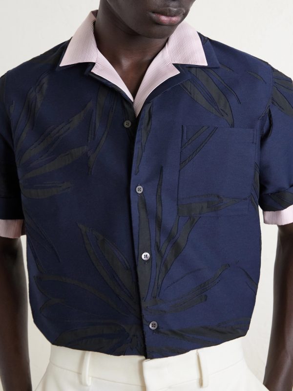 Camp-Collar Floral-Print Cotton-Blend Shirt - CU