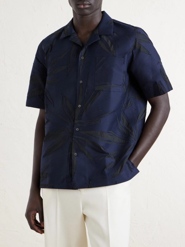 Camp-Collar Floral-Print Cotton-Blend Shirt - FR