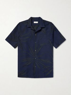 Camp-Collar Floral-Print Cotton-Blend Shirt Camp-Collar Floral-Print Cotton-Blend Shirt