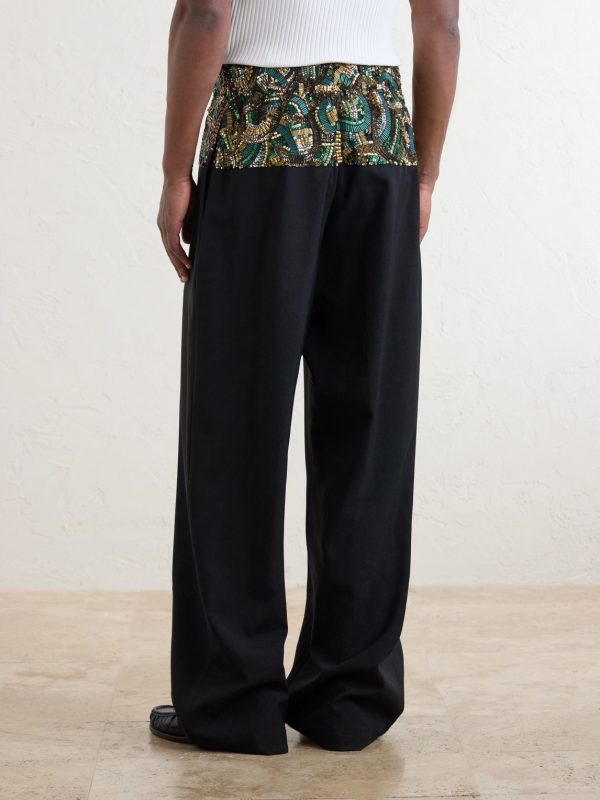 Pablo Embellished Cotton and Wool-Blend Trousers - BK Pablo Embellished Cotton and Wool-Blend Trousers - BK