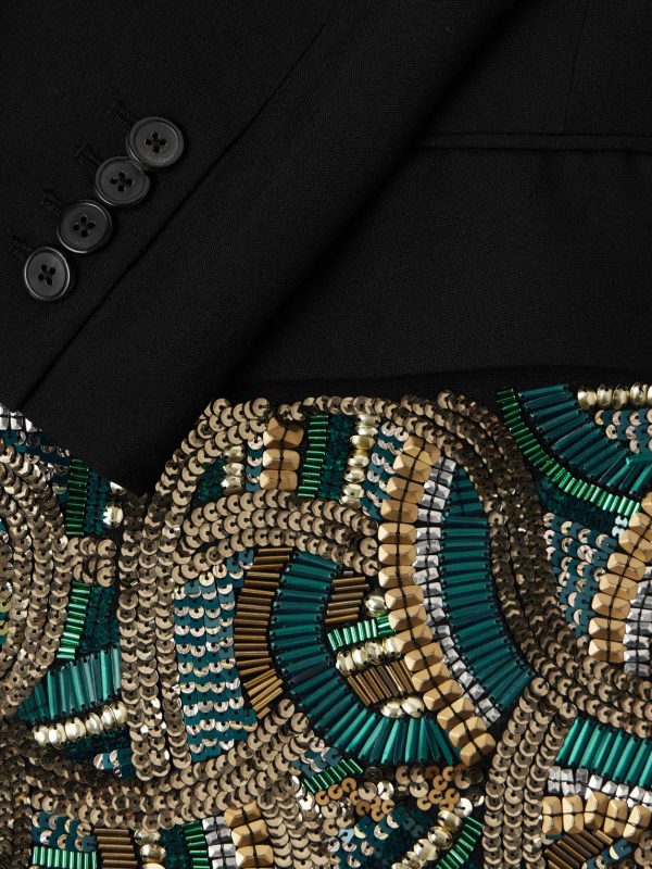 Double-Breasted Embellished Wool Blazer - E2