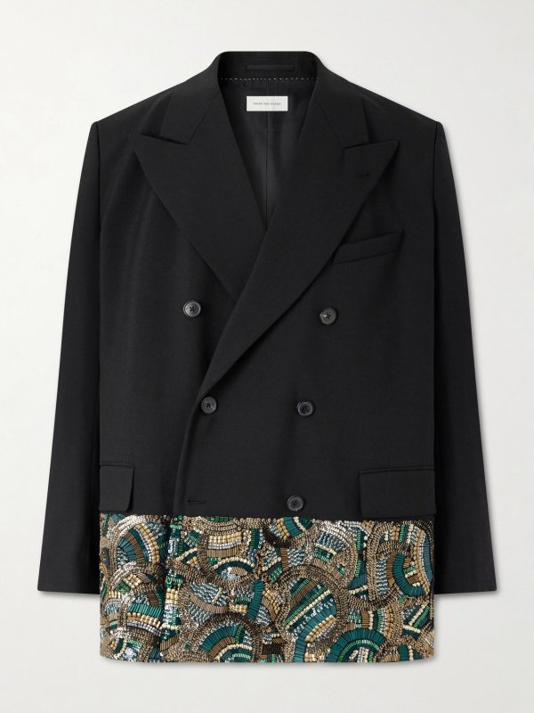 Double-Breasted Embellished Wool Blazer
