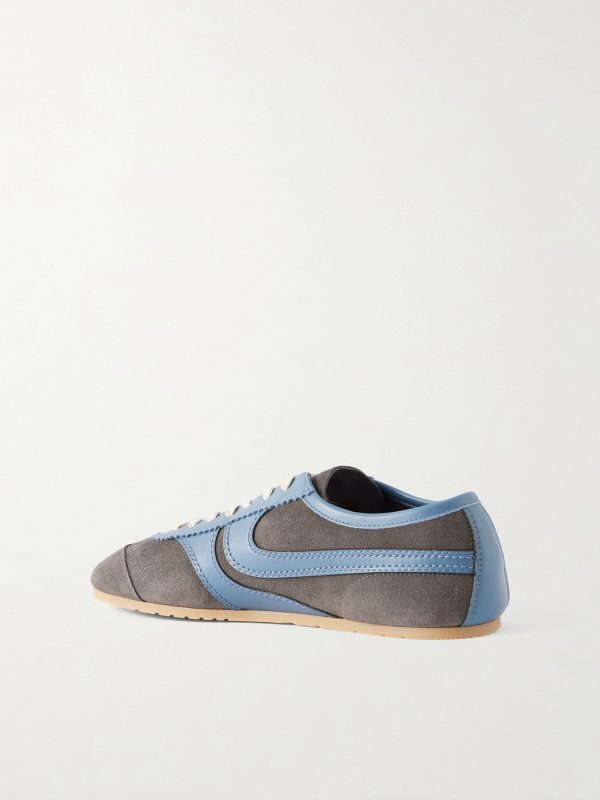 Leather-Trimmed Suede Sneakers - BK Leather-Trimmed Suede Sneakers - BK